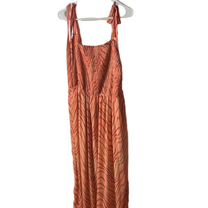 Dex orange swirl tie strap maxi dress resort wear size 2X